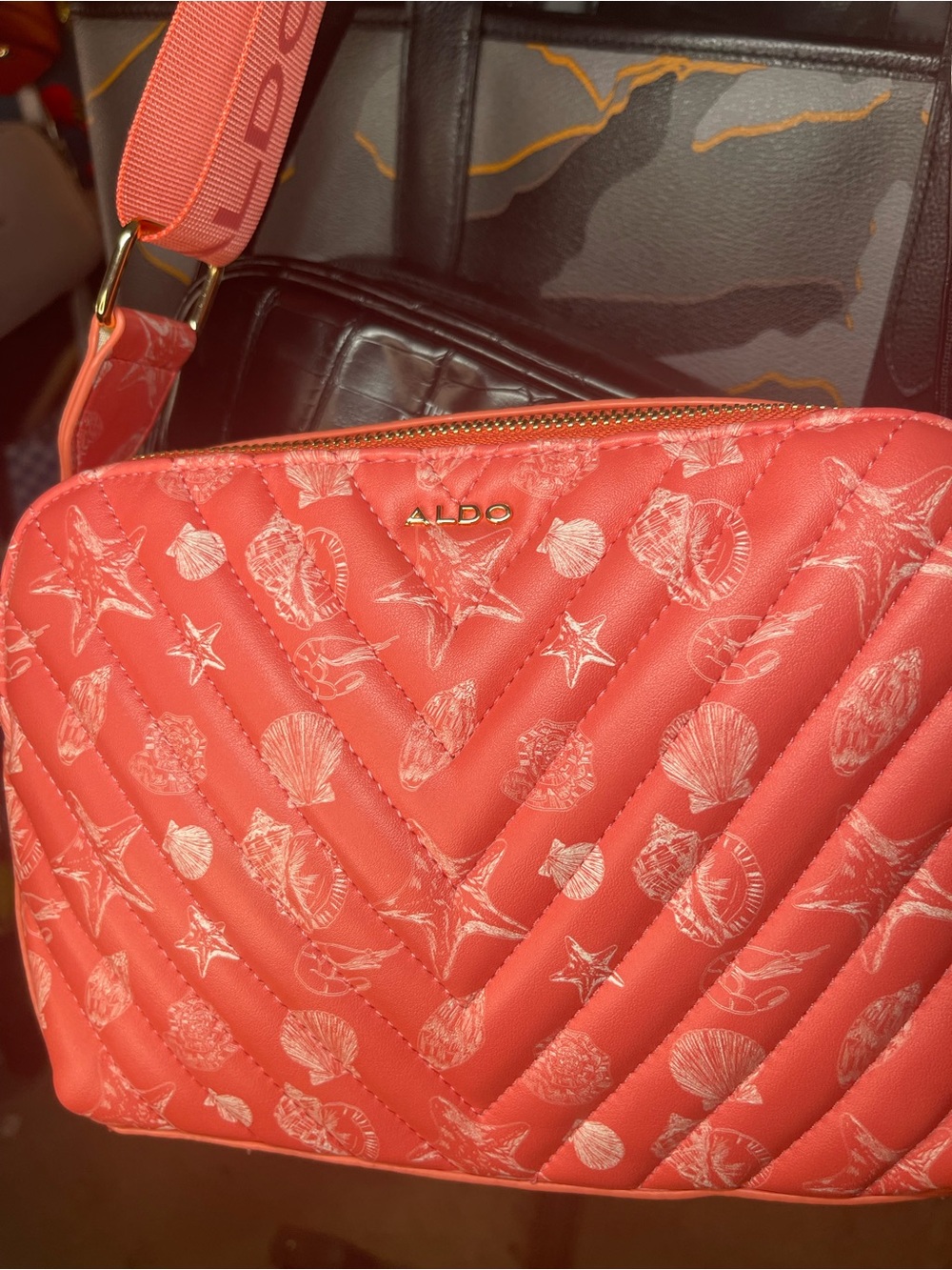ALDO Coral Quilted Seashell-Print Crossbody